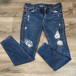 Old Navy Women's Distressed Dark Blue Skinny Jeans